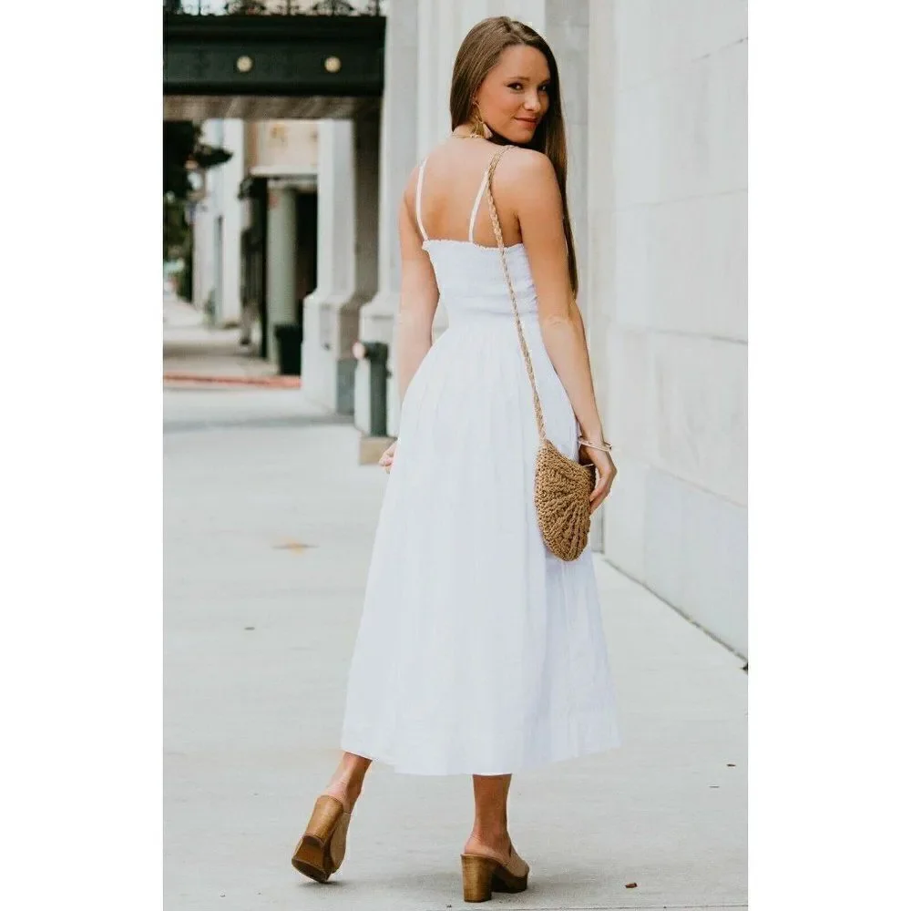 FREE PEOPLE LILAH PLEATED SMOCKED MIDI DRESS
